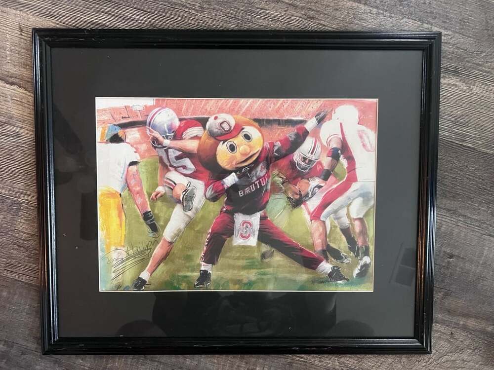 Ohio State Buckeyes Brutus Buckeye 2006 Framed Art Print Signed Haiyan